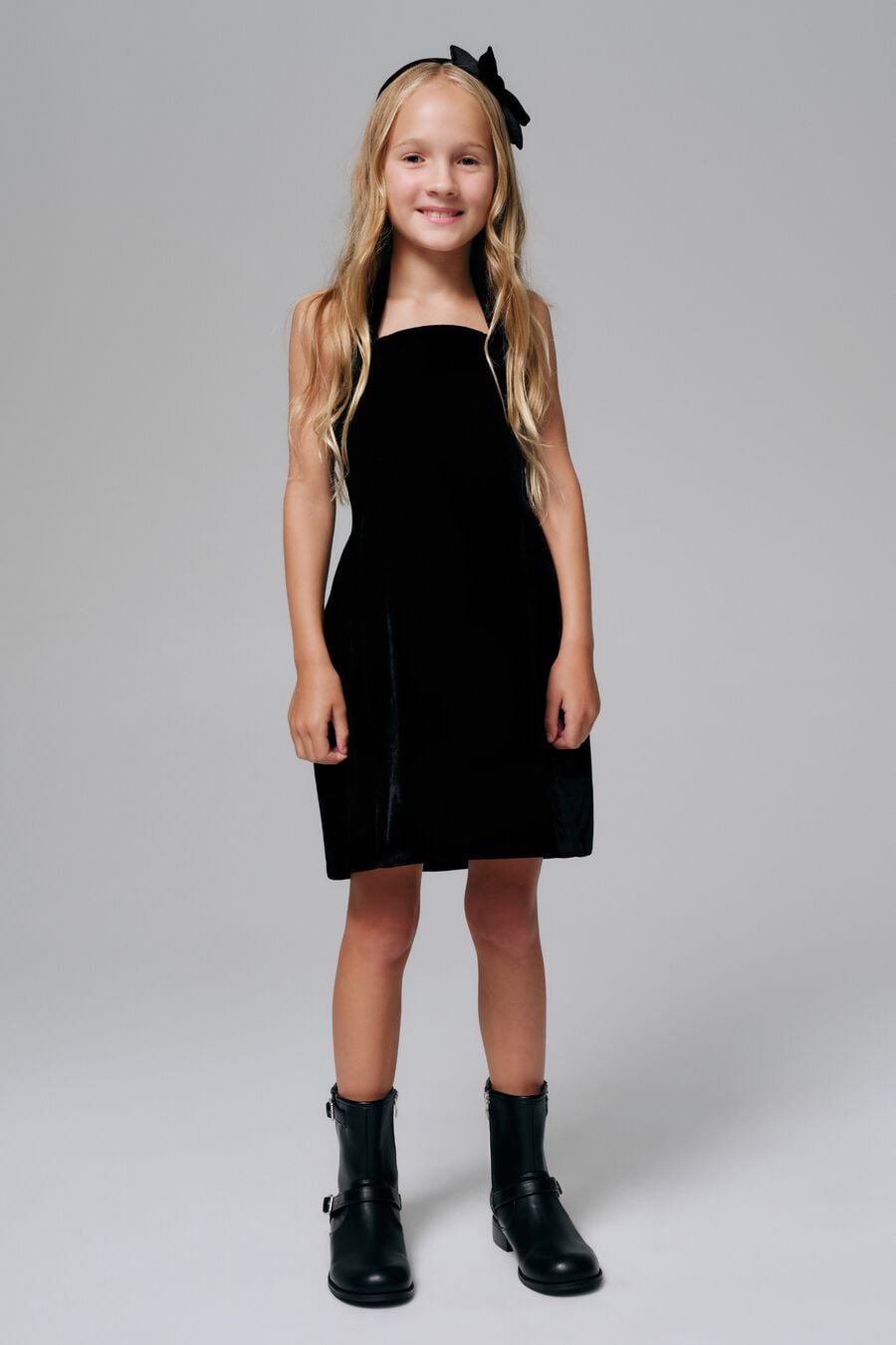 Girls Nevelle Velvet Mini Dress