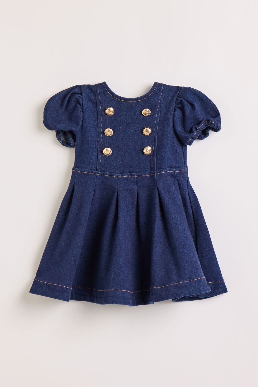 PLEAT DENIM MINI DRESS in colour DARKDENIM
