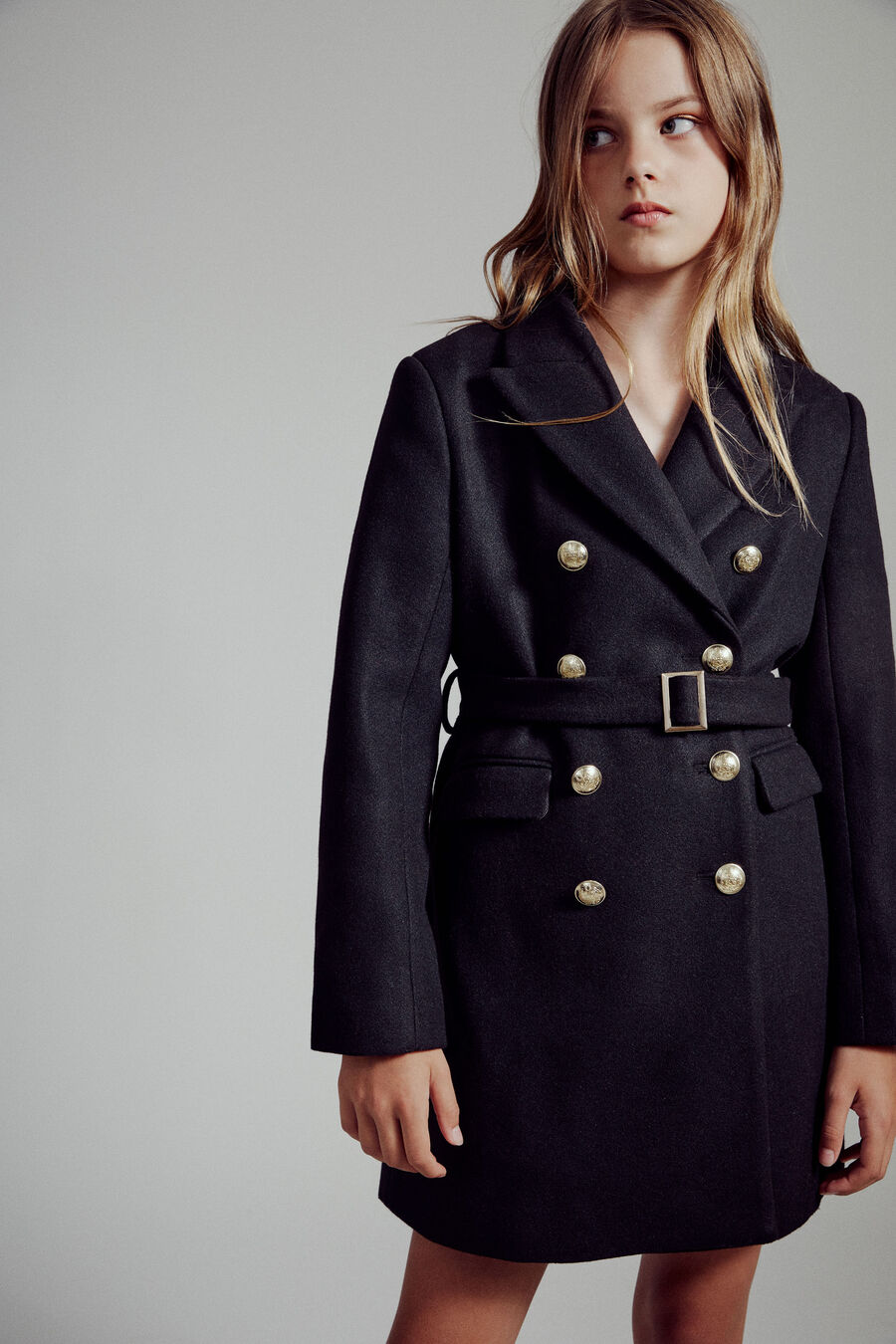 SADE DOUBLE BREASTED COAT in colour BLACK