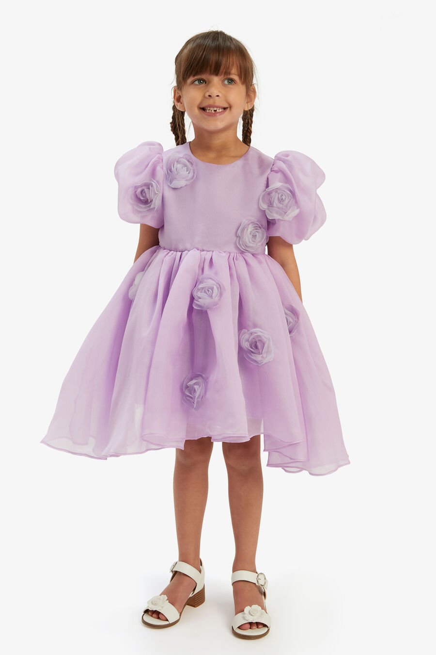 JULIET ROSETTE MINI DRESS in colour LILAC