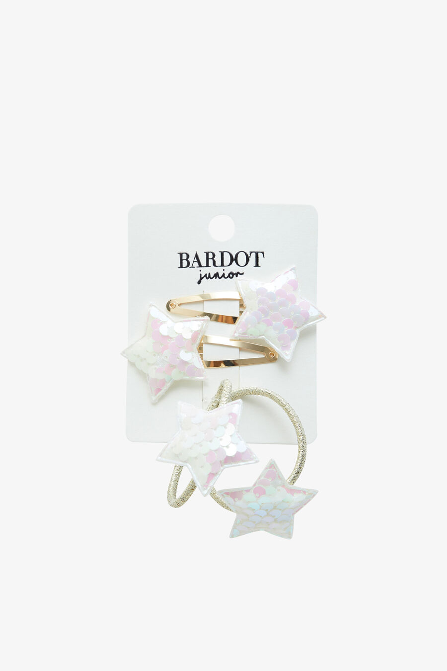 STAR CLIP AND HAIR TIE SET in colour WHITE
