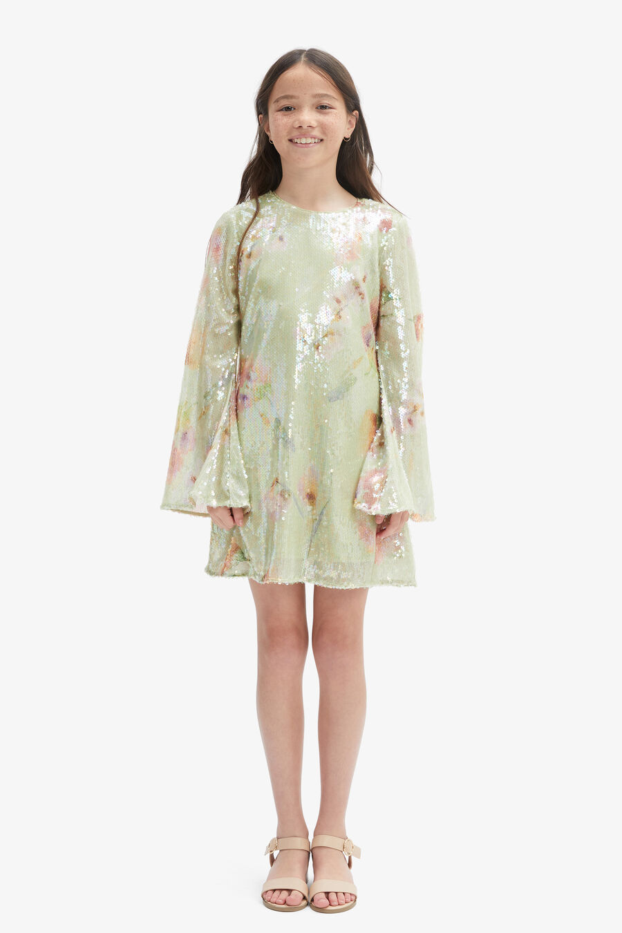 MONIQUE SEQUIN DRESS in colour GREEN FLO