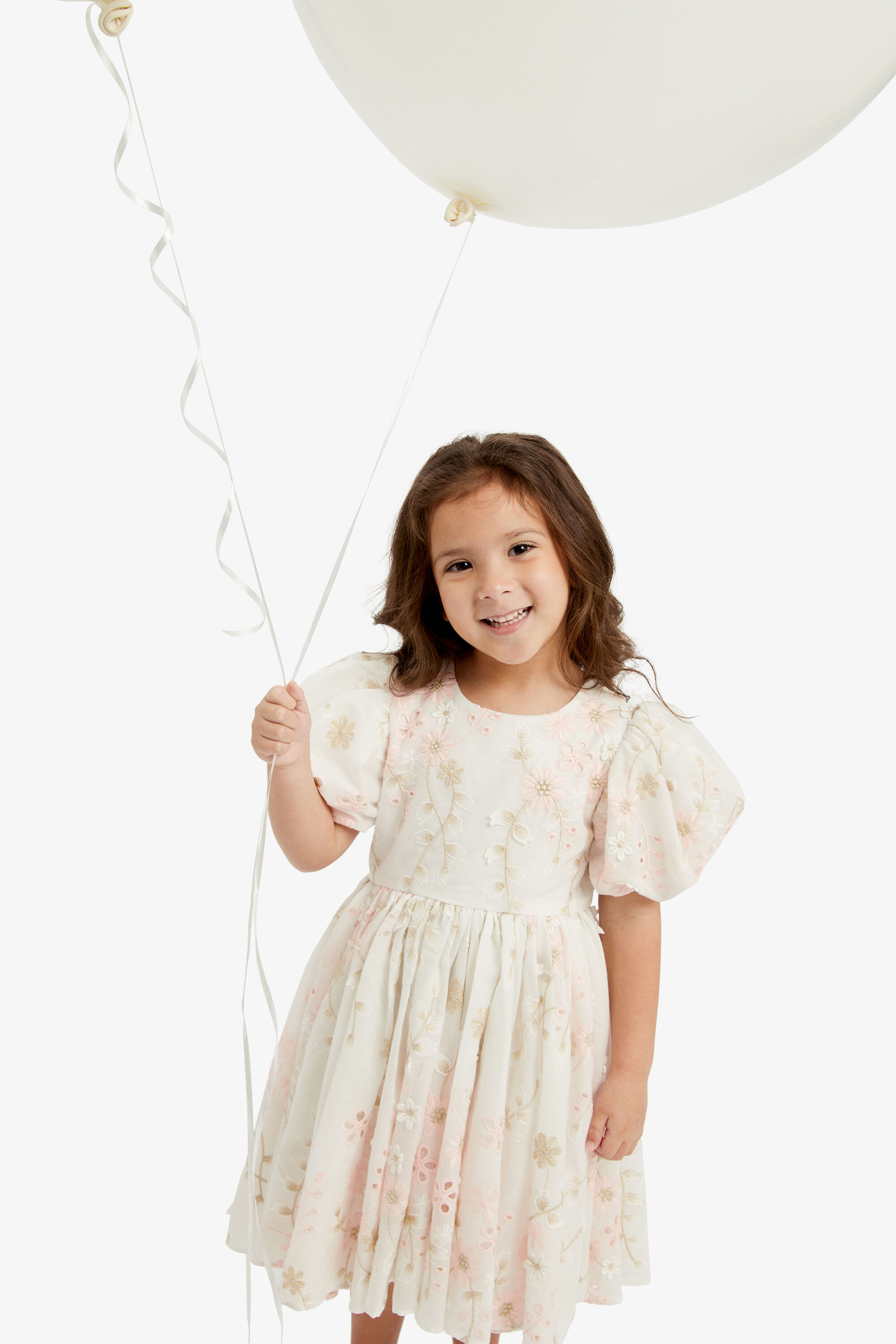 Girls Embroidered Poof Mini Dress In Gold Leaf Bardot Junior