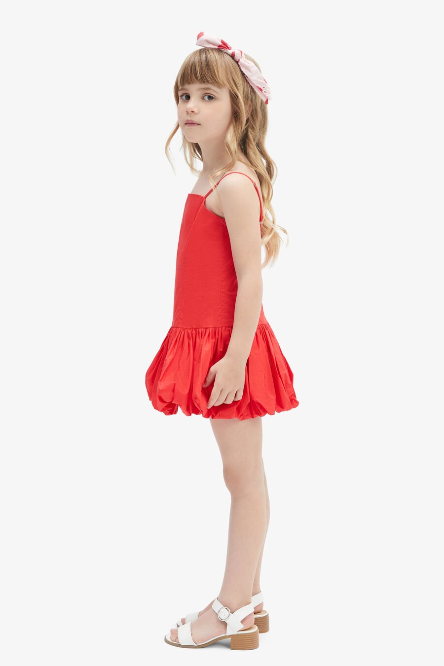 JUNE POPLIN DRESS in colour RED