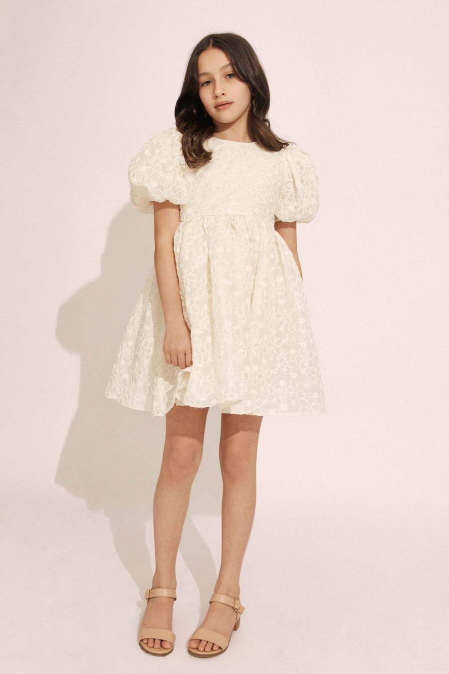 JULIET EMBROIDERED MINI DRESS in colour IVORY