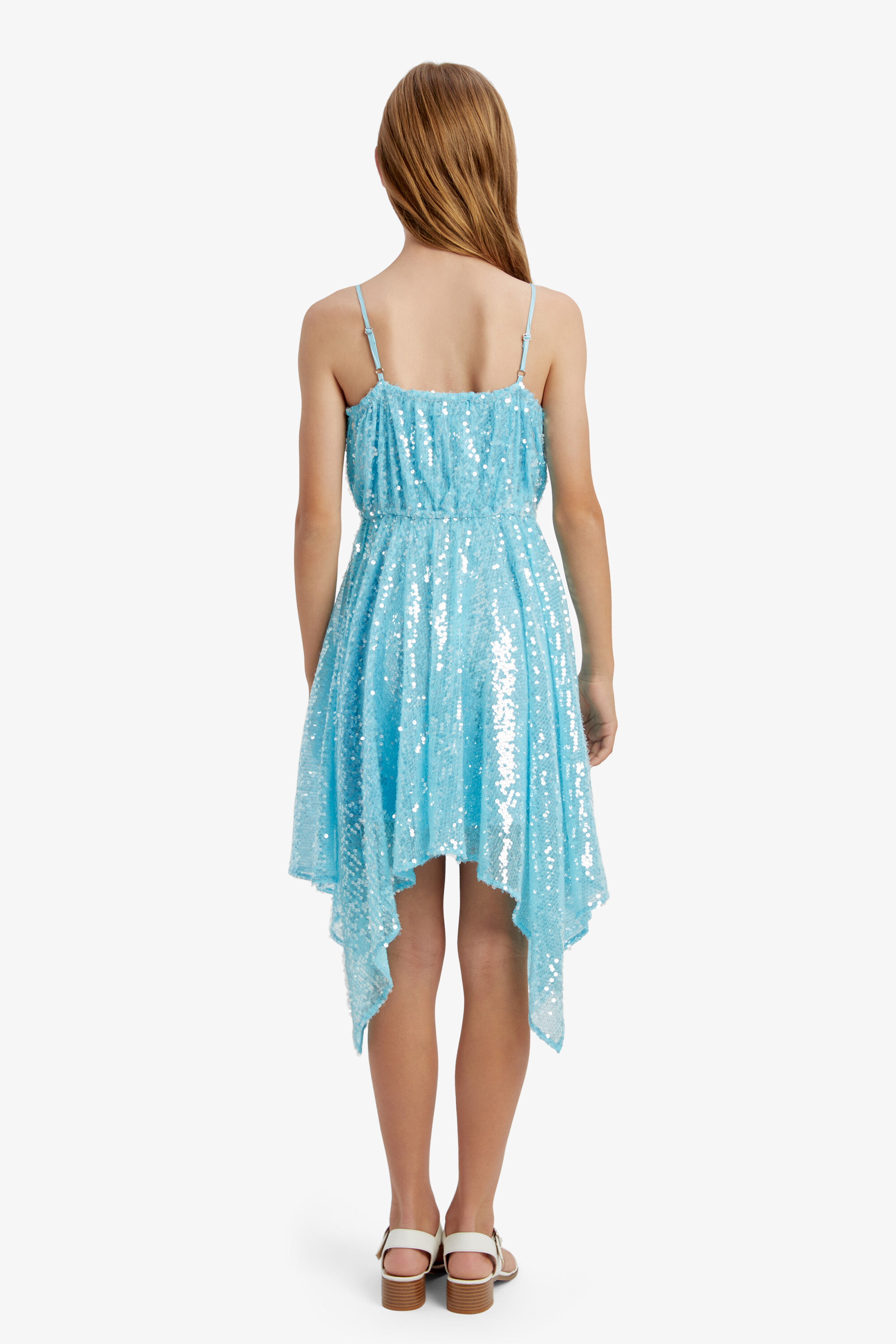 Girls Addy Sequin Hanky Dress In Blue Sequin | Bardot Junior