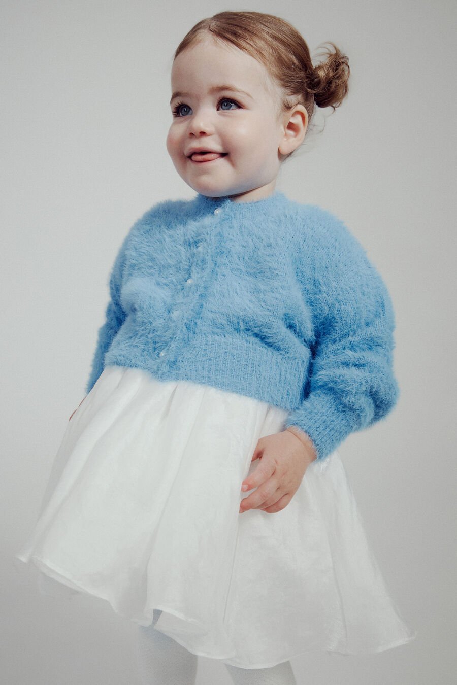BELL SLEEVE CARDI in colour DUSTYBLUE