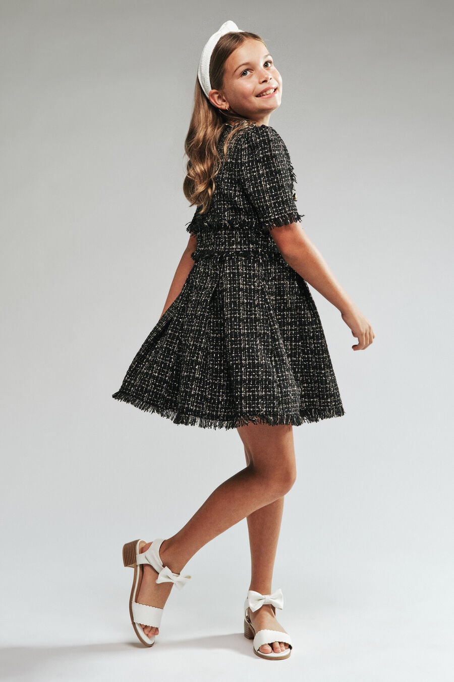 BRIELLE BOUCLE DRESS in colour Black Sparkle
