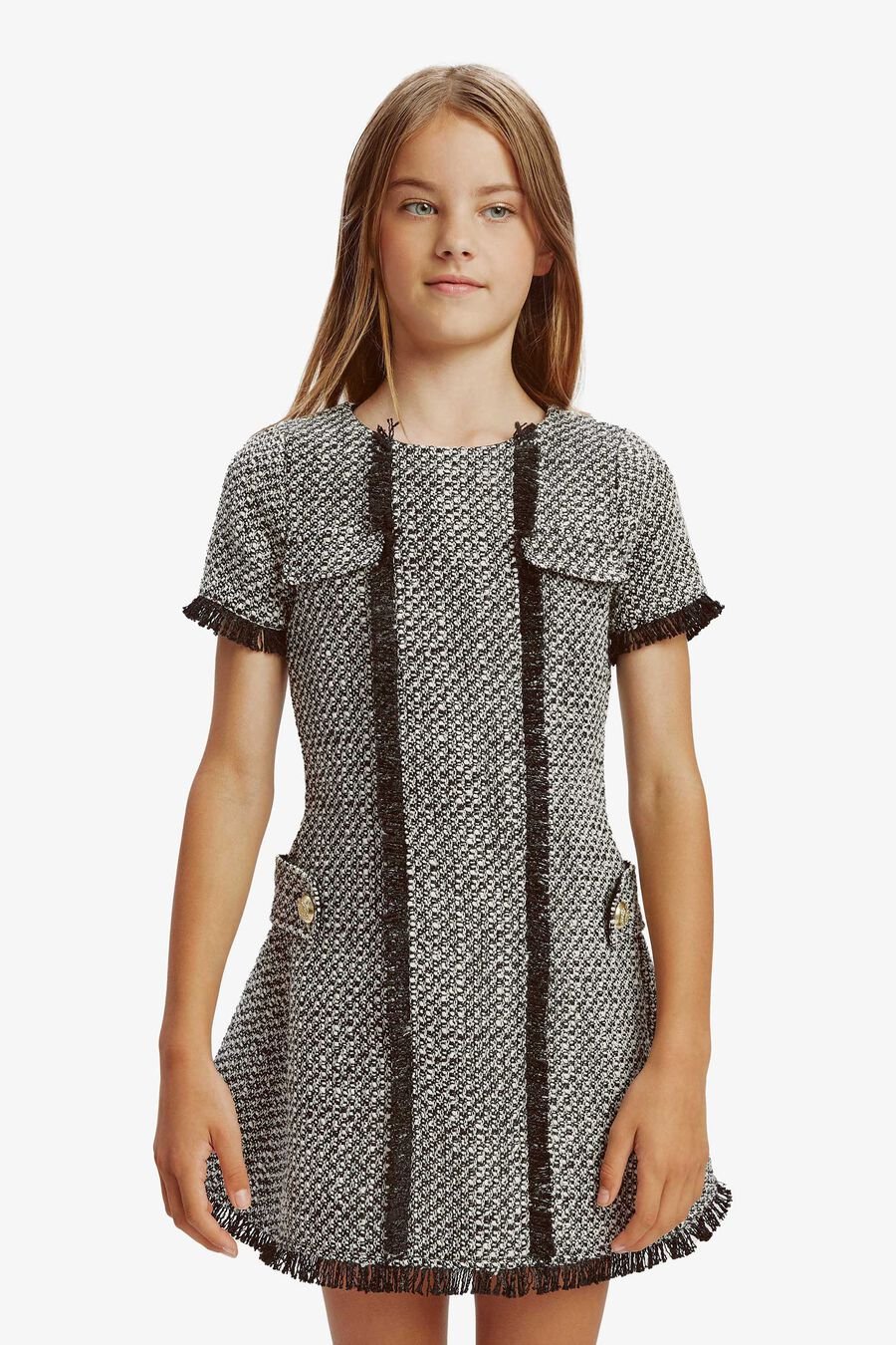 SUTTON BOUCLE DRESS in colour BLACK