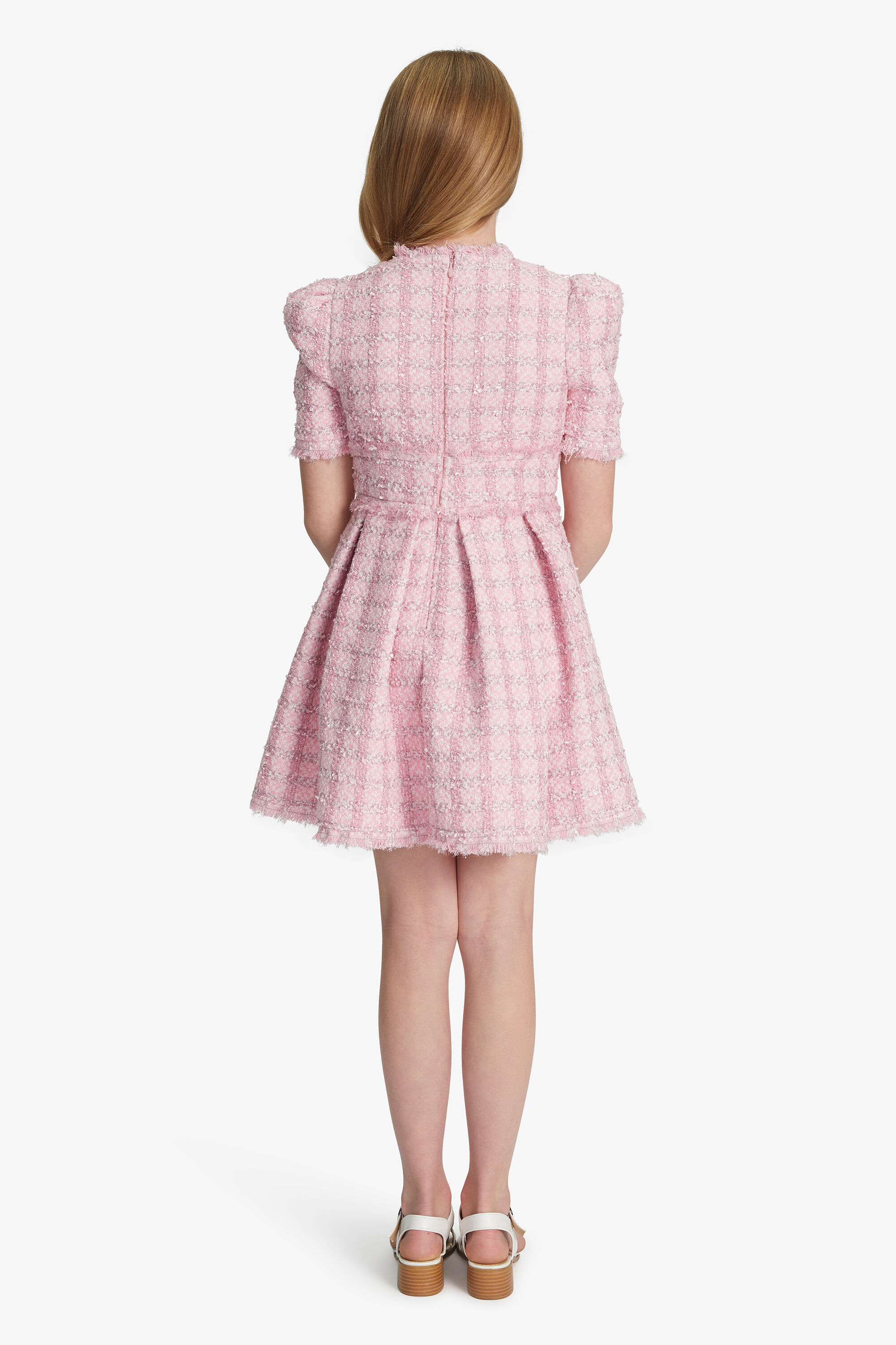 Girls Brielle Boucle Dress In Pink Pop Bardot Junior