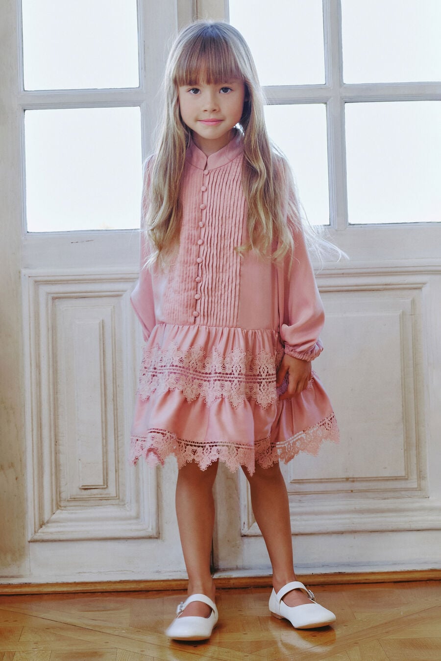 ANIE SATIN SHIRT DRESS in colour Dusty Pink
