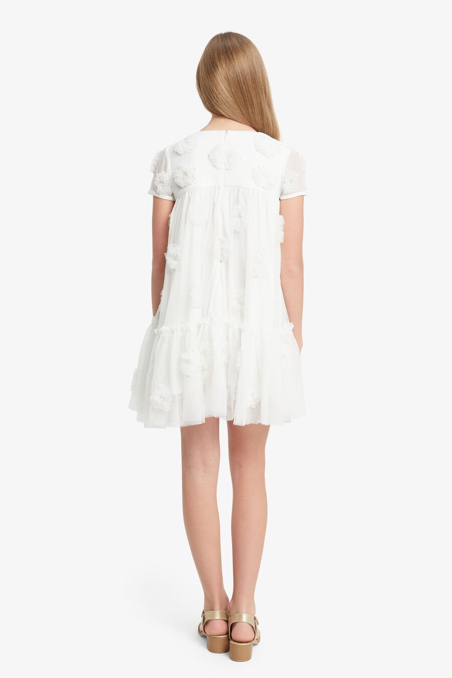 EMARIE FLOWER TIERED DRESS in colour ORCHIDWHT