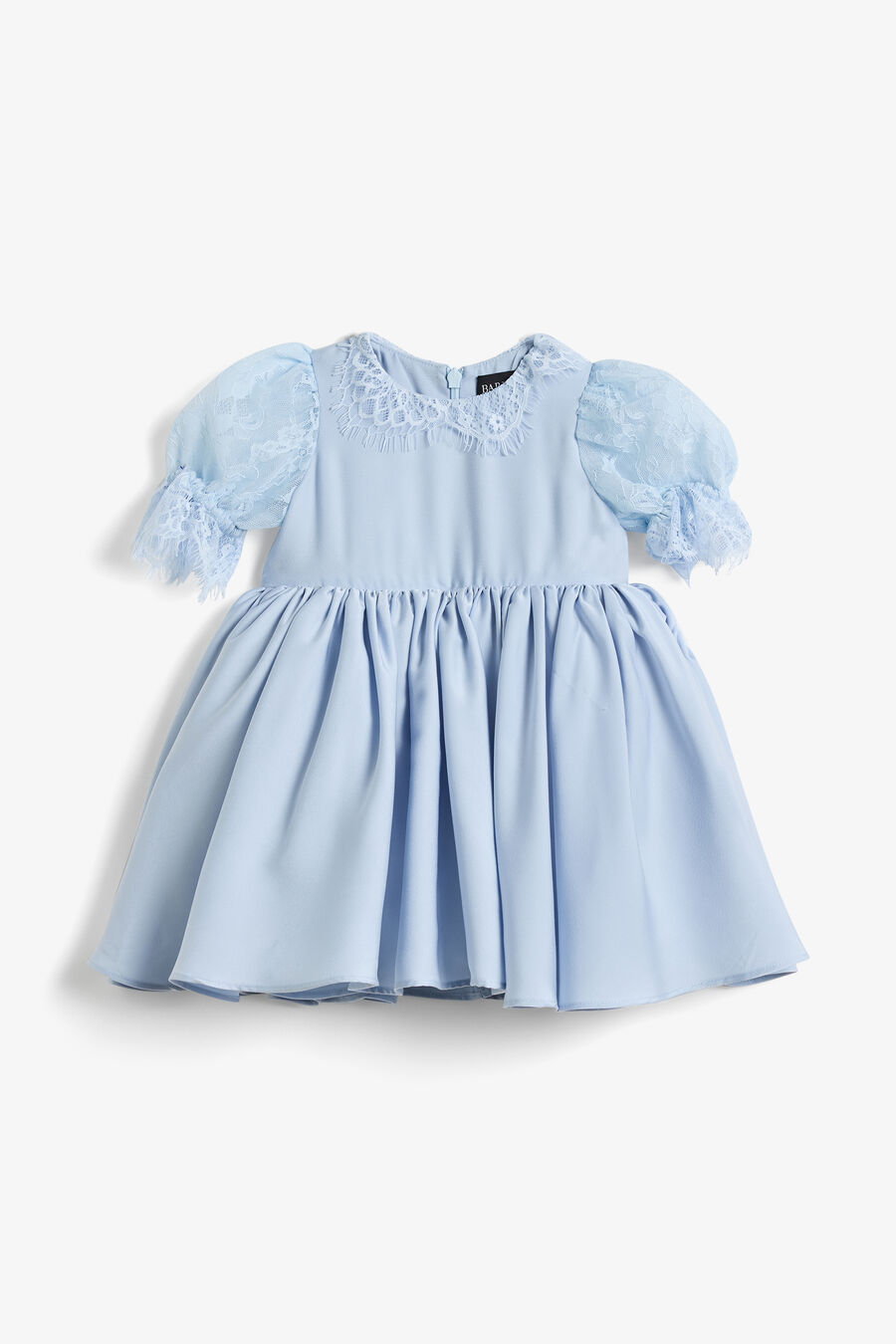 GRETA SATIN LACE DRESS in colour LIGHT BLUE