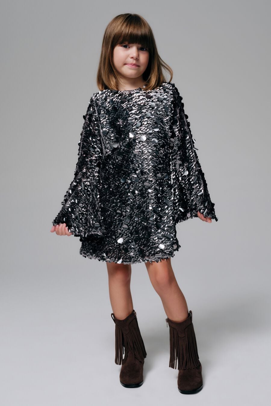 ARIA SEQUIN DRESS in colour Silver Grey