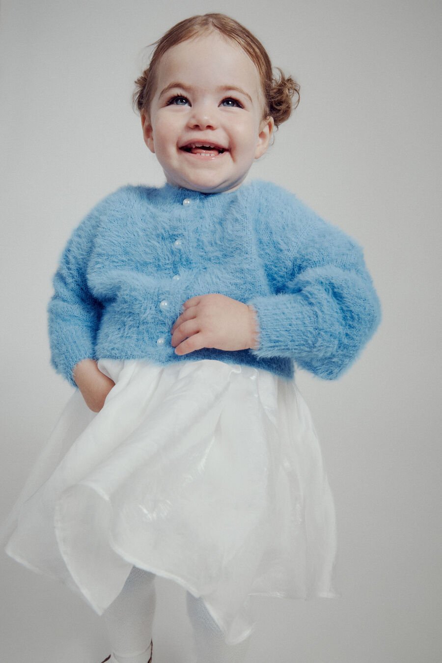 BELL SLEEVE CARDI in colour DUSTYBLUE