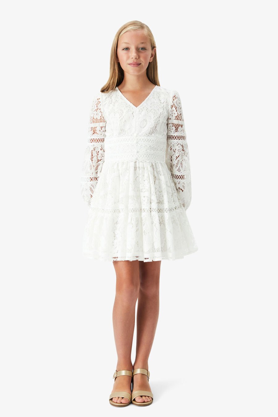 VENICE FLORAL LACE DRESS in colour IVORY