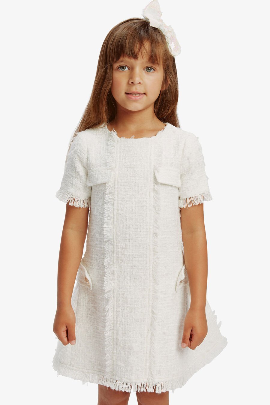 SUTTON BOUCLE DRESS in colour WHITE