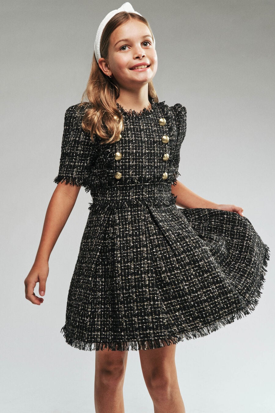 BRIELLE BOUCLE DRESS in colour Black Sparkle