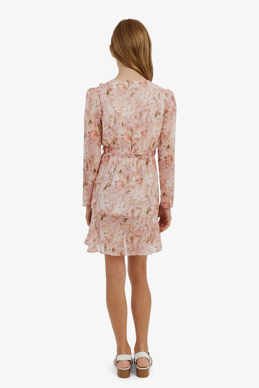 FLORAL WRAP DRESS in colour GARDENIA