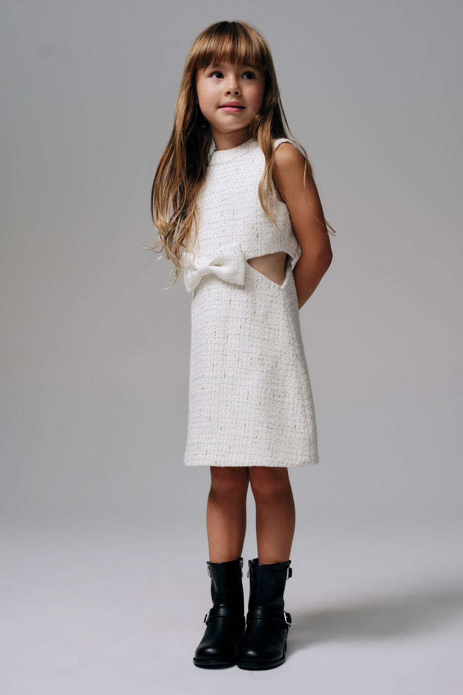 CHANTELLE BOUCLE MINI DRESS in colour Ivory