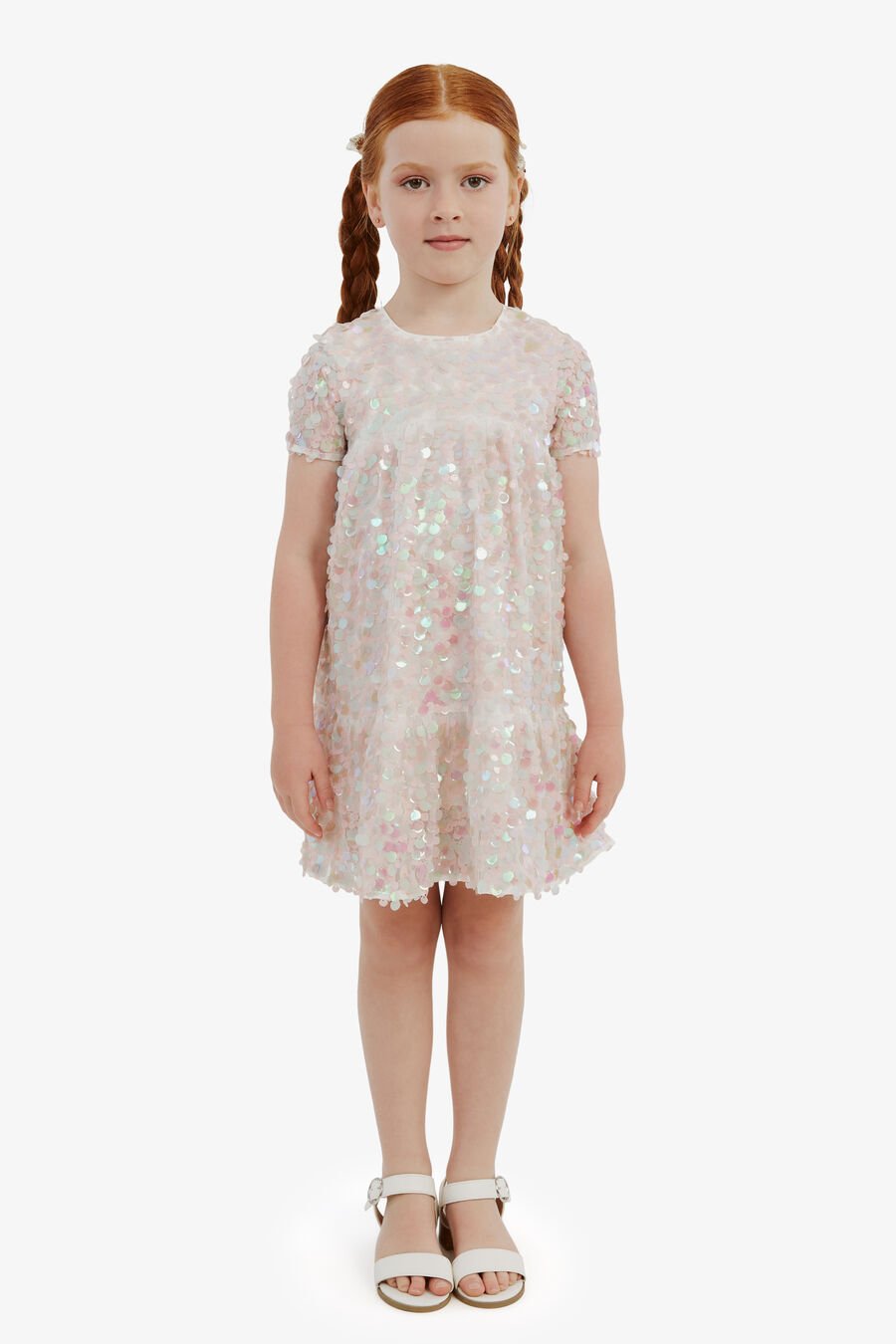 SEQUIN TIERED DRESS in colour PINK ICING