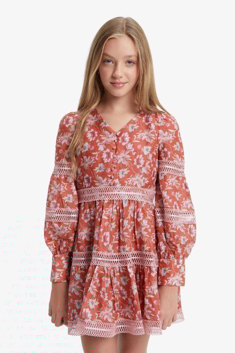 CARMINIA PRINTED MINI DRESS in colour RED FLORAL