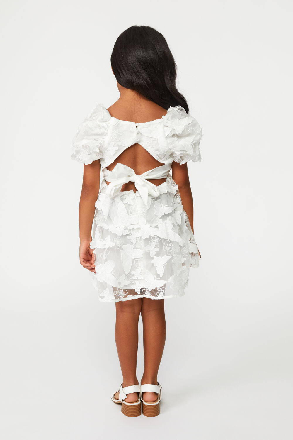 GIRLS FRANKIE BUTTERFLY MINI DRESS in colour CLOUD DANCER