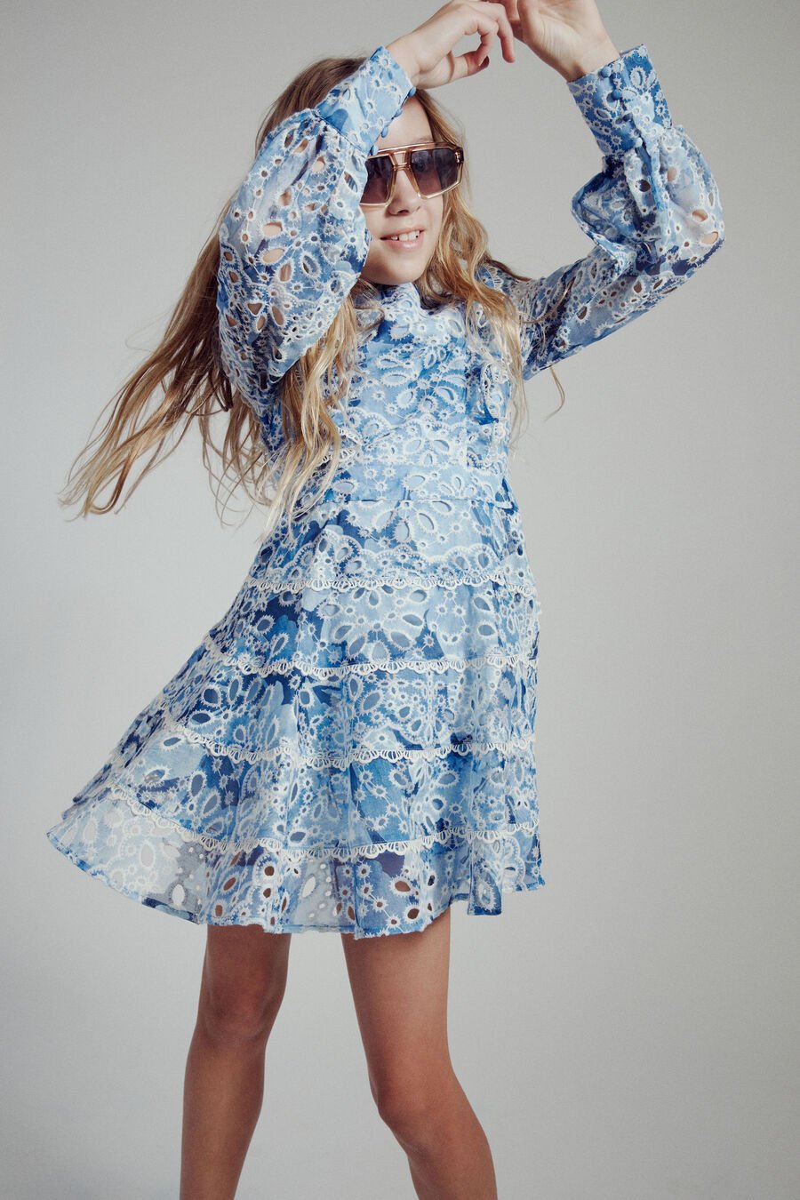 ODETTE MINI DRESS in colour Blue Garden
