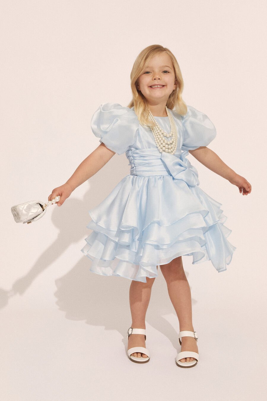 ANNABELLA  ORGANZA MINI DRESS in colour DUSTYBLUE