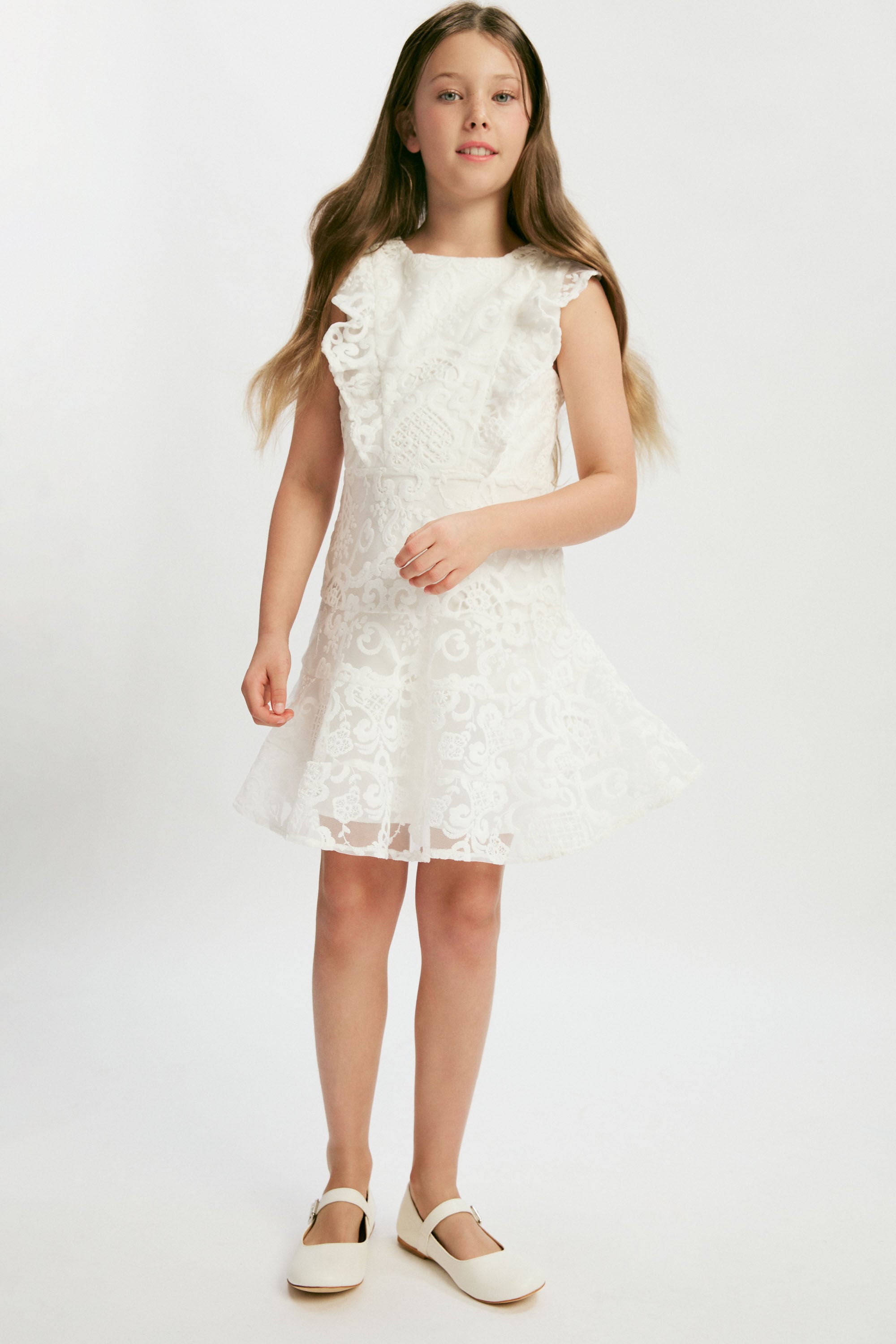 Bardot Junior - Special Occasion Lace Mini Dress in White, Girl, 6 yrs