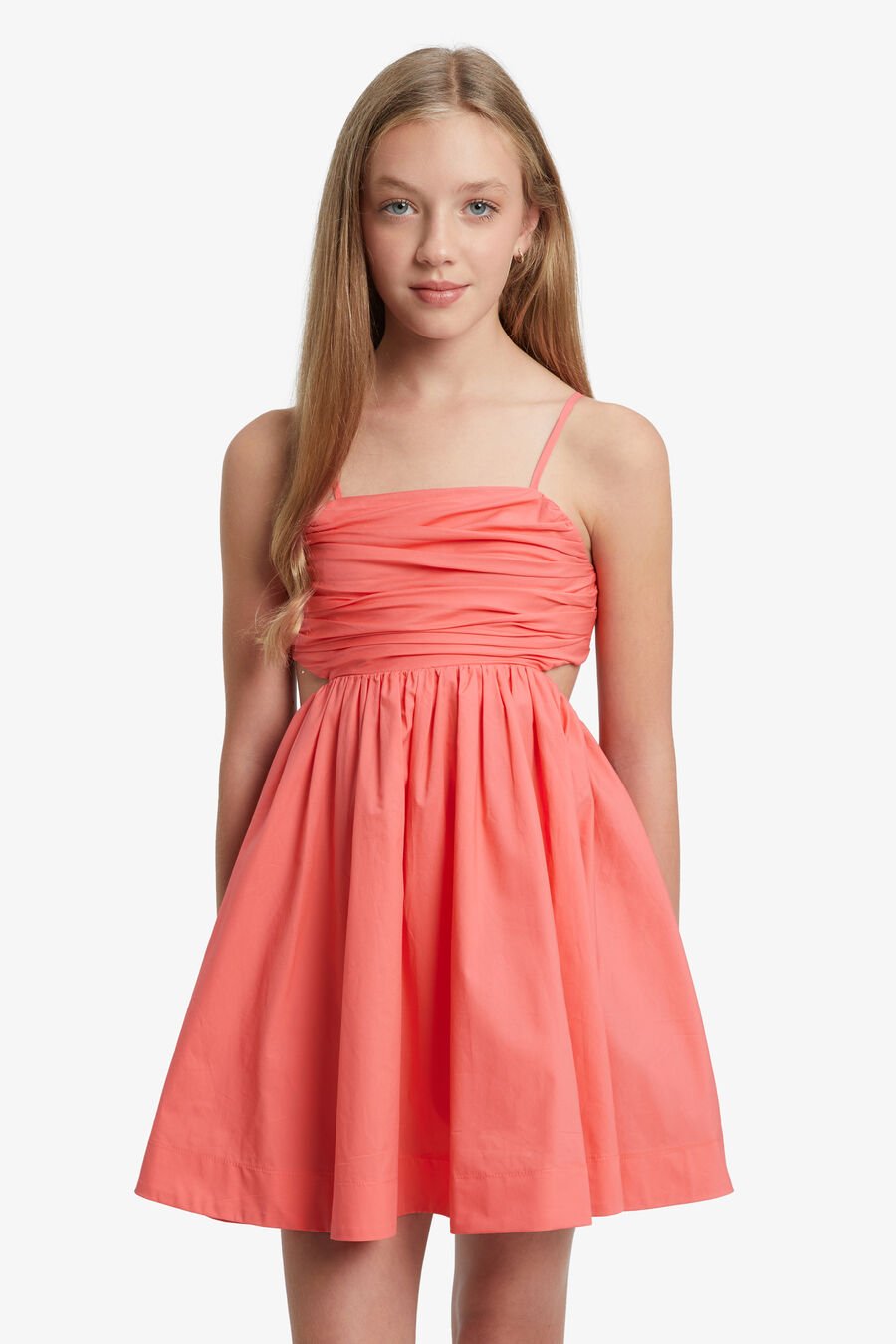 ZARELA POPLIN DRESS in colour MELON