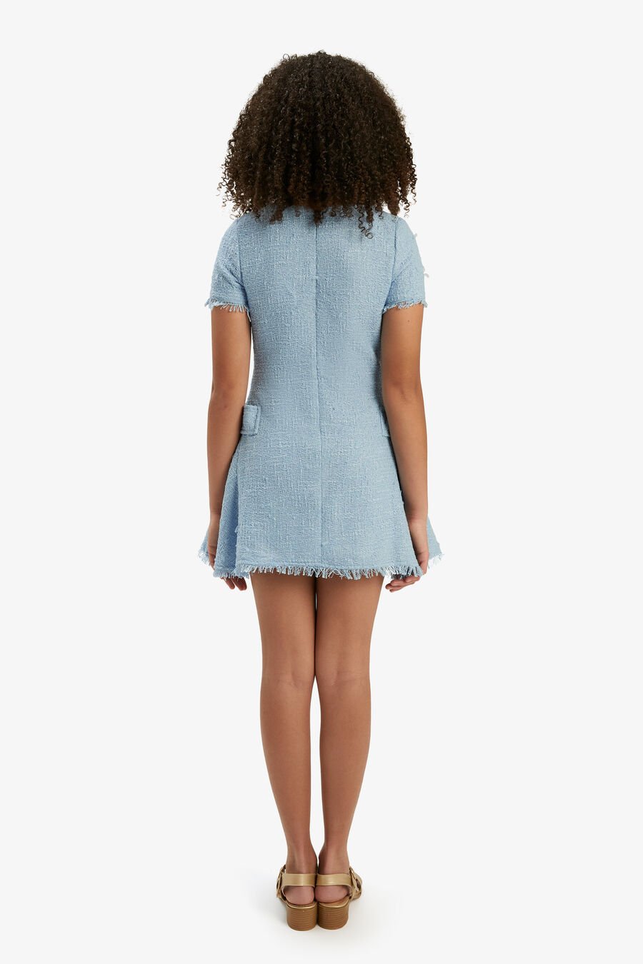 SUTTON BOUCLE DRESS in colour ICING BLUE