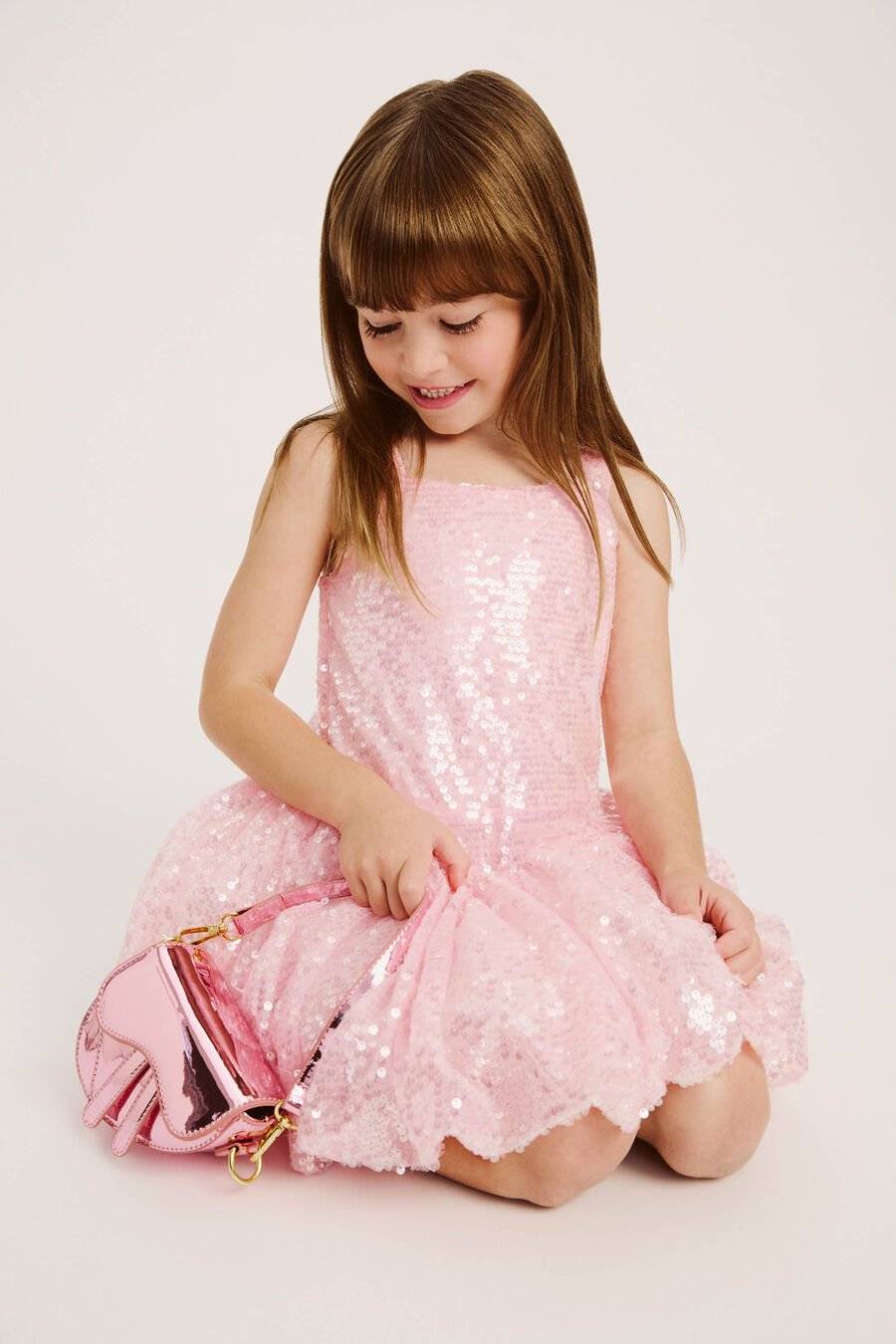 ALANNA MESH SEQUIN DRESS in colour Pink