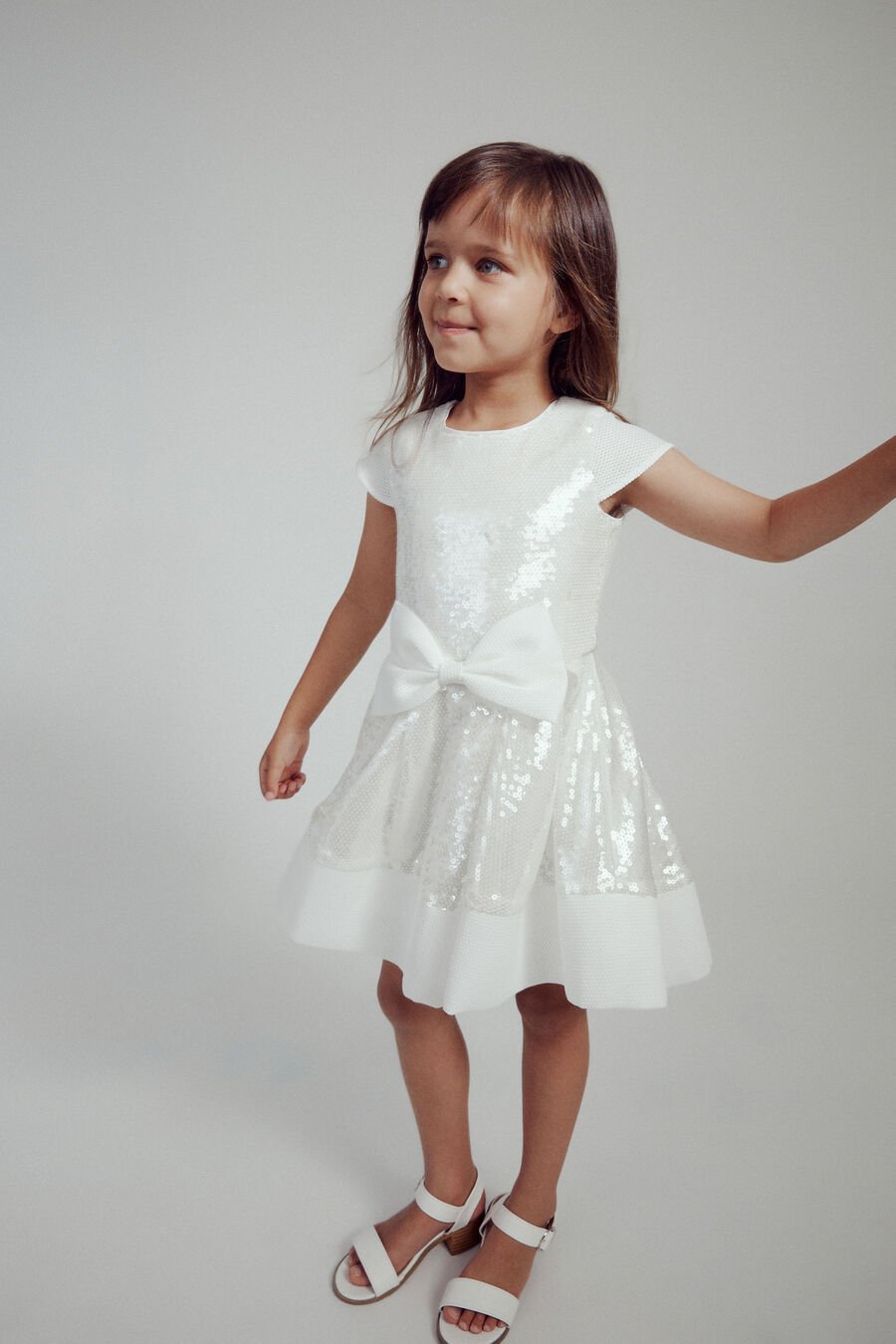 AVA STARLET SEQUIN DRESS in colour WHITE