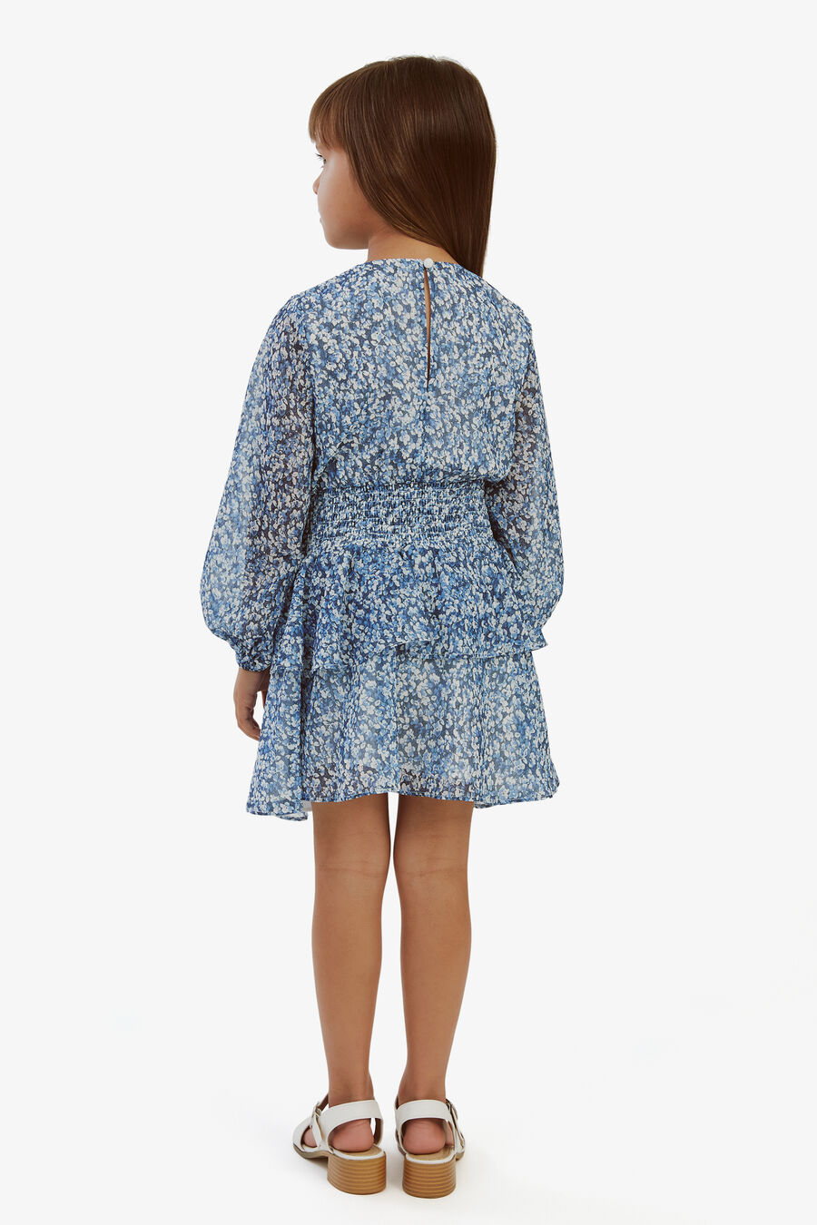 BELLA FLORAL SHIRRED DRESS in colour Blue Floral