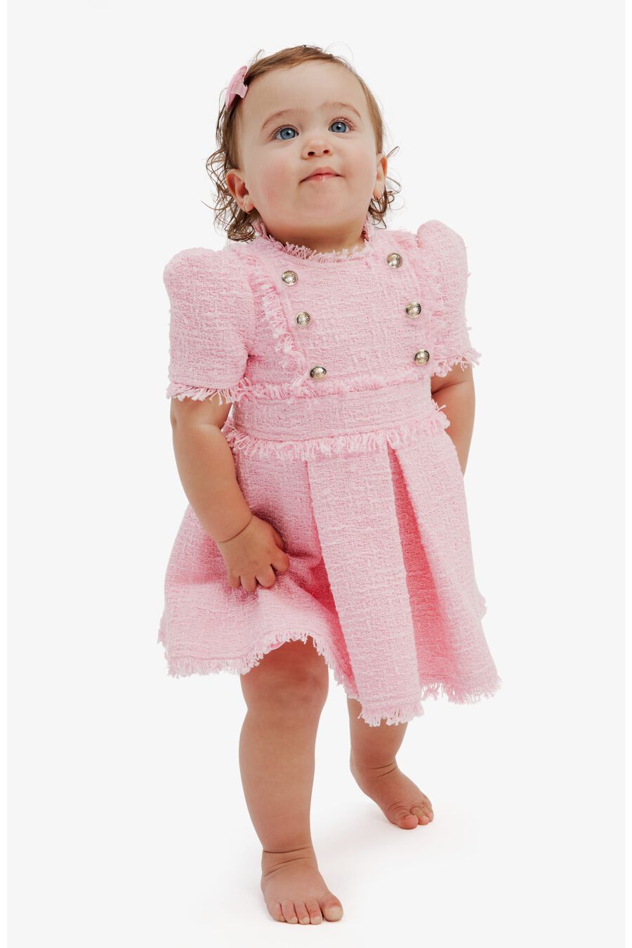 BRIELLE BOUCLE DRESS in colour SOFT PINK