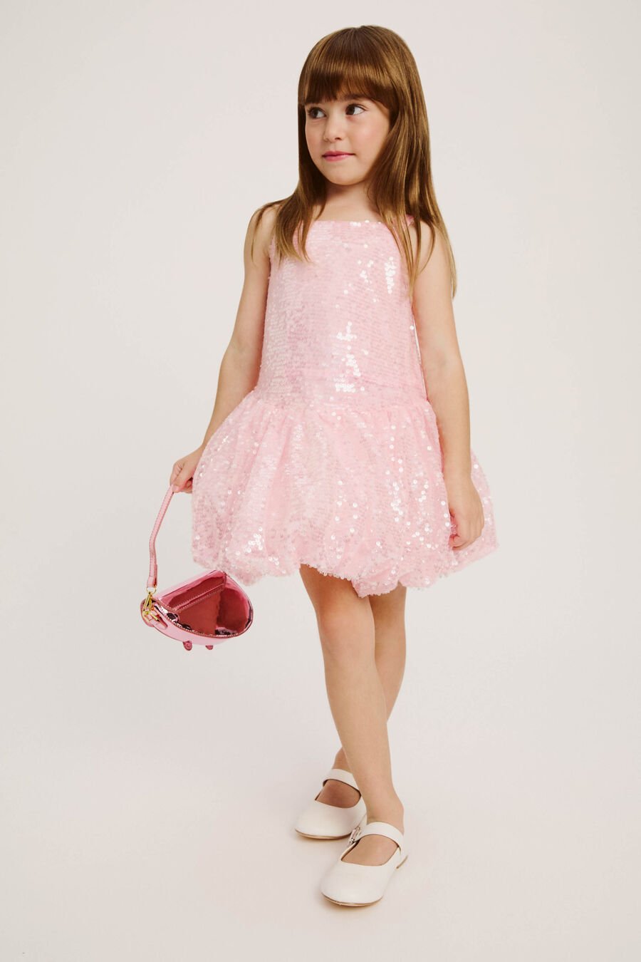 ALANNA MESH SEQUIN DRESS in colour Pink