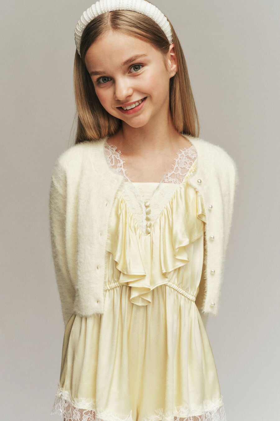 BELL SLEEVE CARDI in colour LEMON