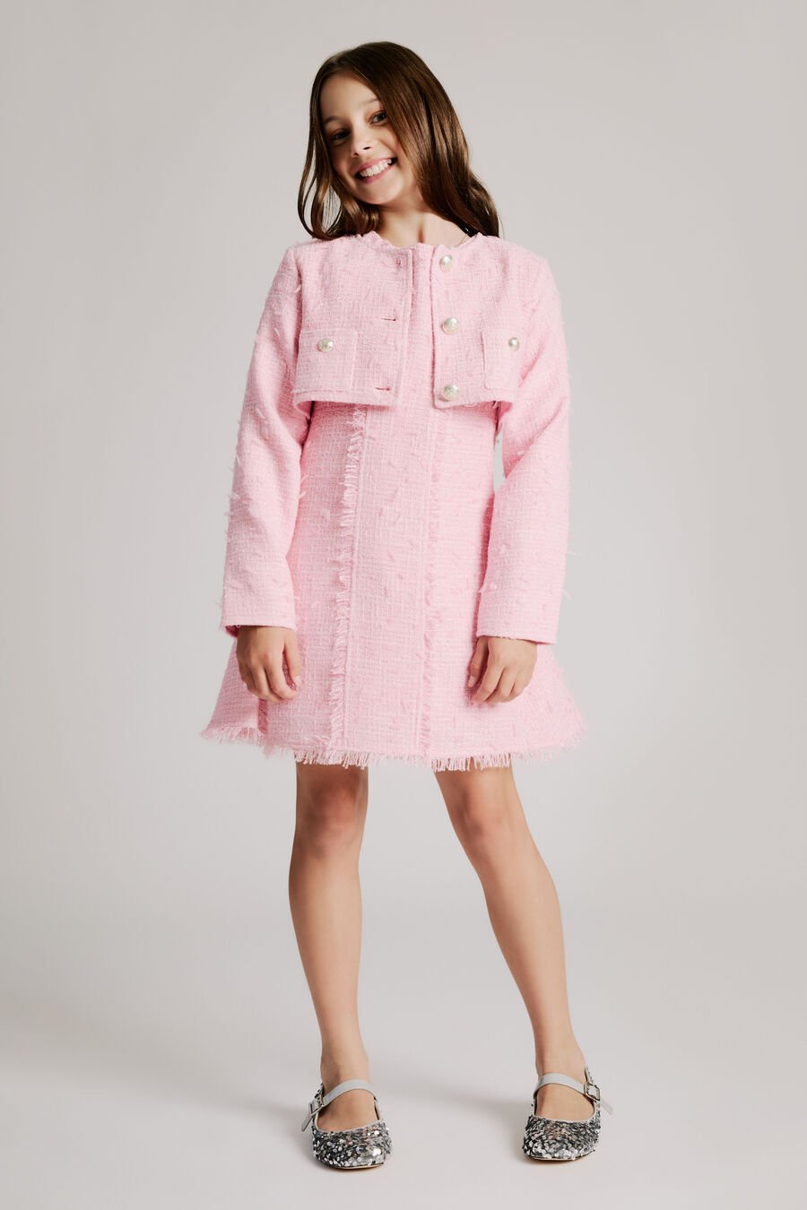 SUTTON BOUCLE CROP JACKET in colour SOFT PINK