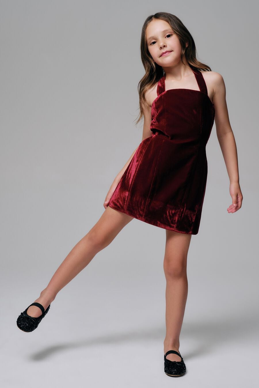 Girls Nevelle Velvet Mini Dress