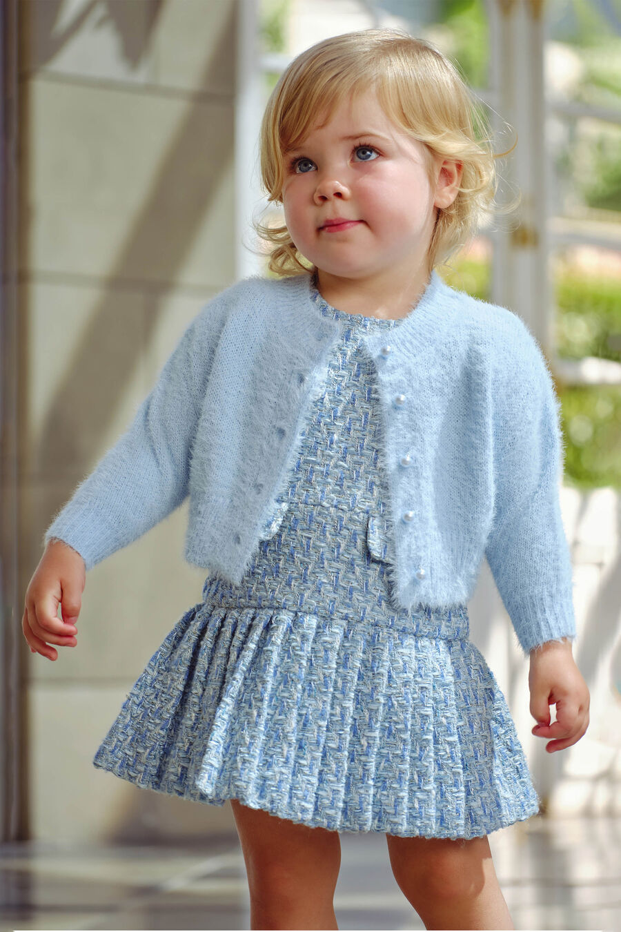BELL SLEEVE CARDI in colour Soft Blue
