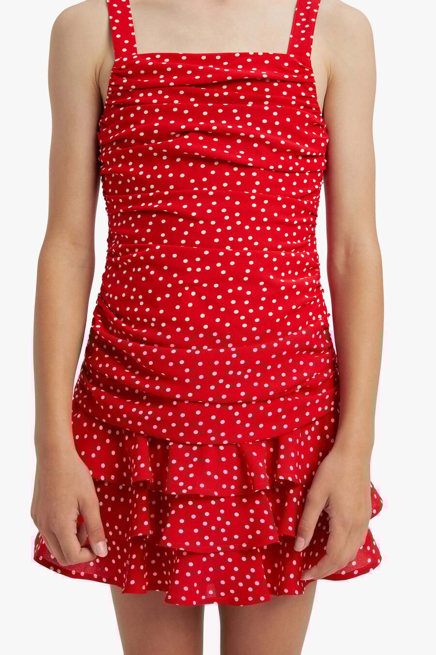 LIA SPOT DRESS in colour RED SPOT