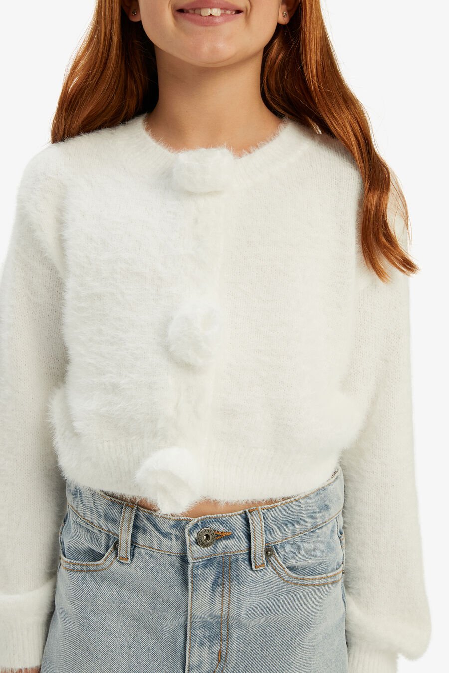 FLUFFY FLOWER CARDI in colour IVORY