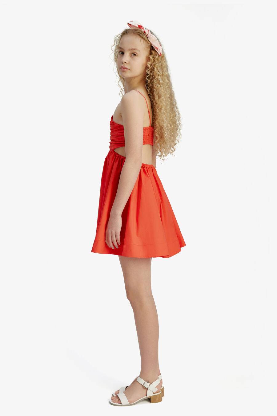 ZARELA POPLIN DRESS in colour POPPY RED