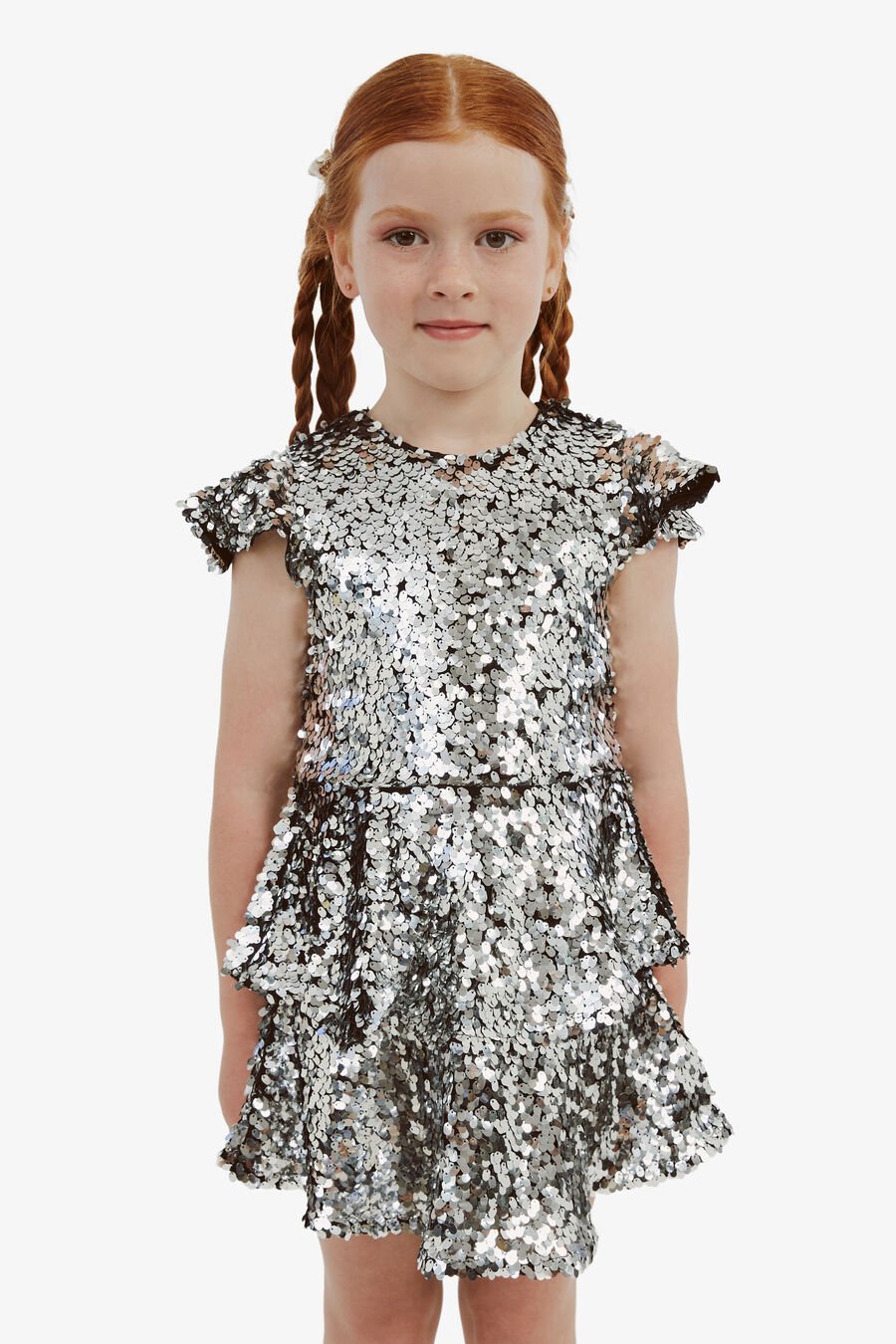 MINDIE SEQUIN DRESS in colour SILVER