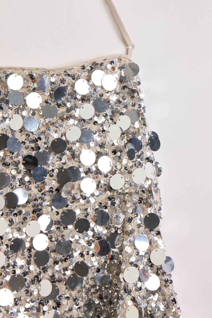 TIA SEQUIN HALTER DRESS in colour SILVER