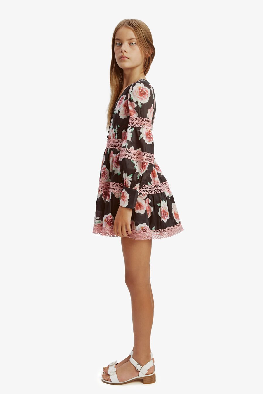VENICE FLORAL MINI DRESS in colour BLACK FL