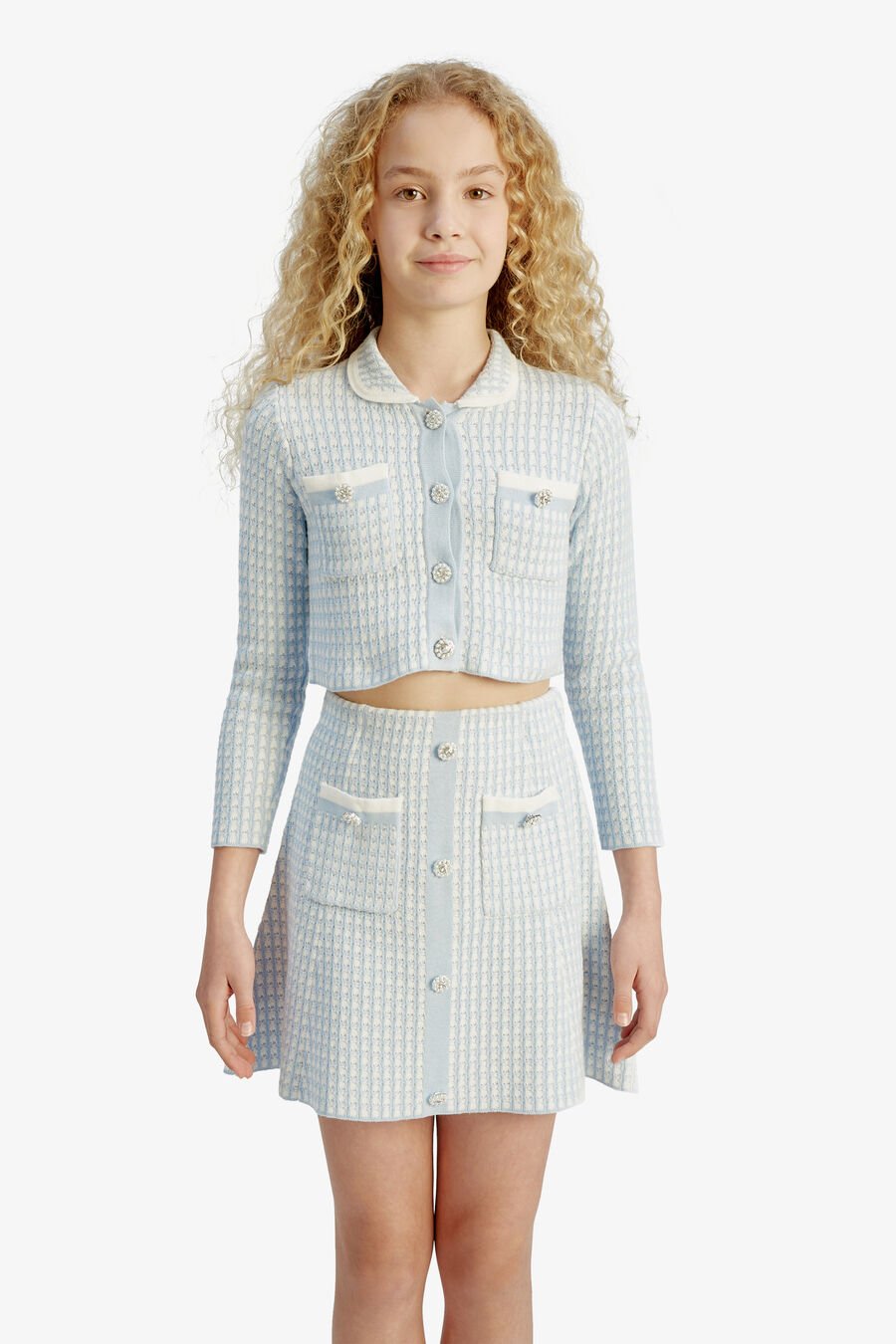 GINGHAM KNIT JACKET in colour Blue Gingham