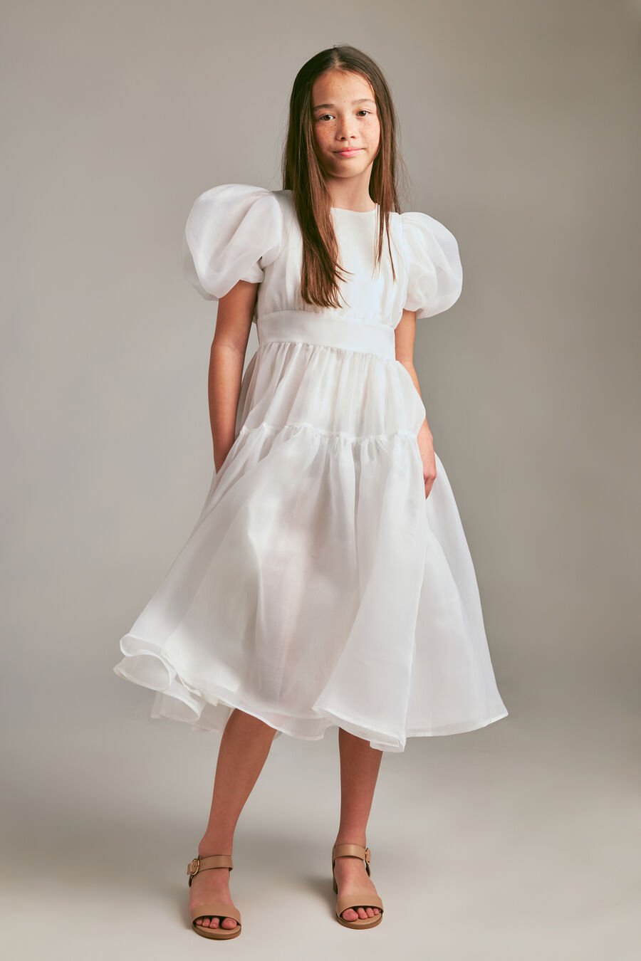 ZOE ORGANZA MIDI DRESS in colour ORCHID WHT