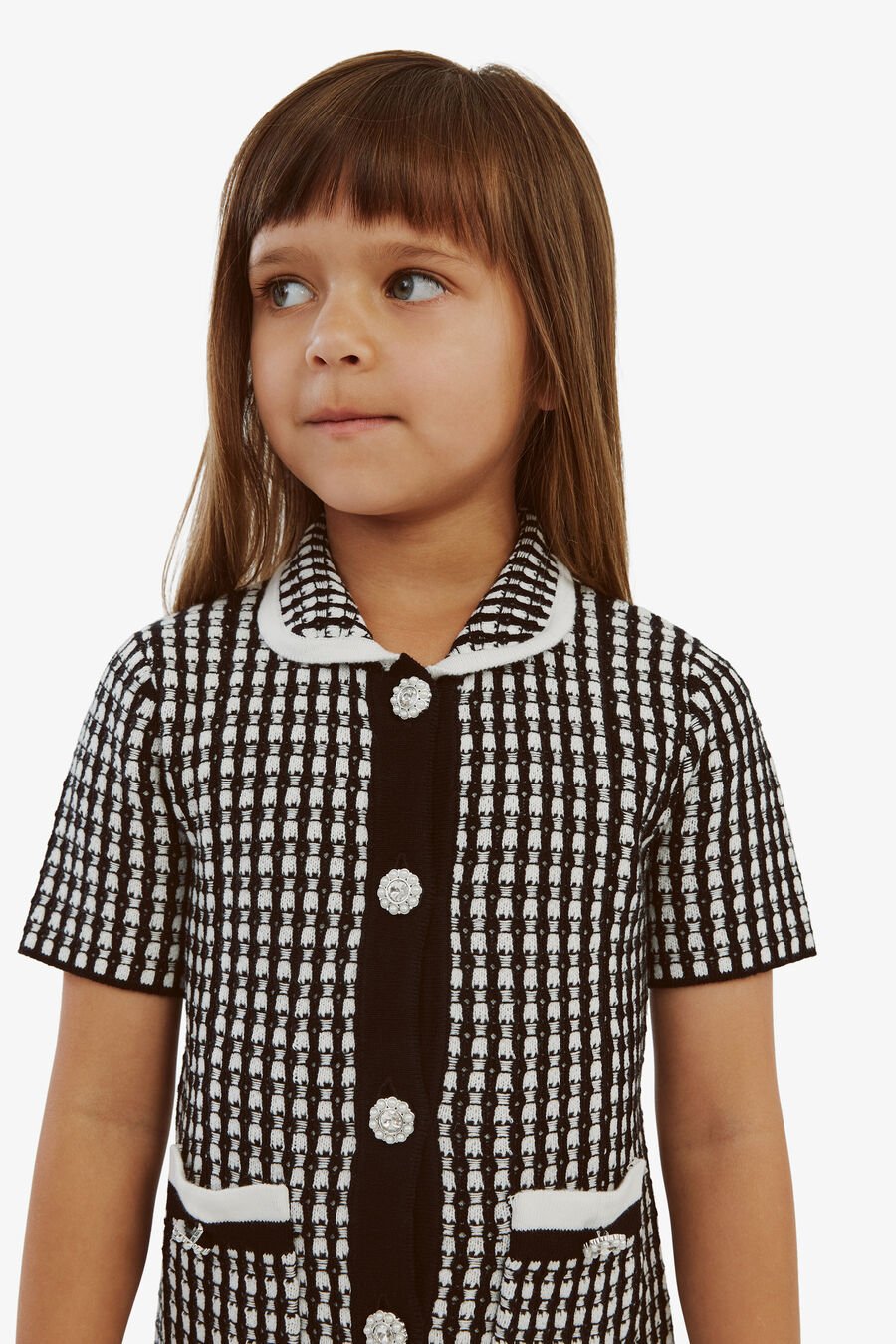 Girls Gingham Knit Dress